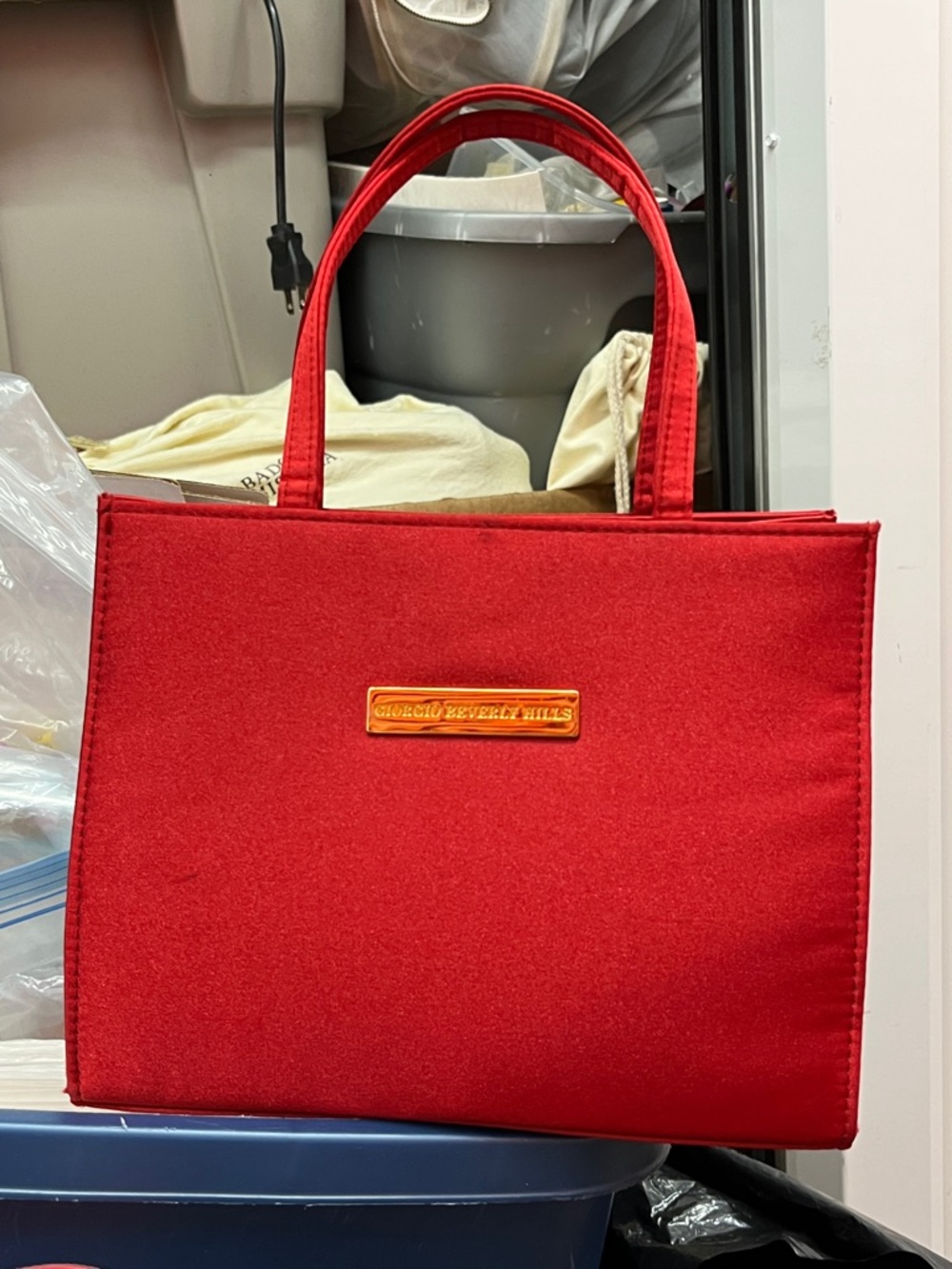 Giorgio Beverly Hills Red Structured Shoulder Tote